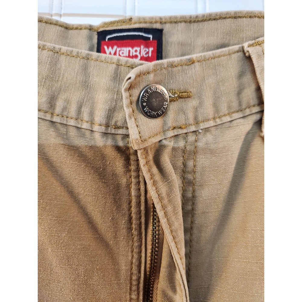 Wrangler Workwear Mens Cargo Canvas Pants Tan Ripstop Reinforced Knee 36x32 - Picture 6 of 15